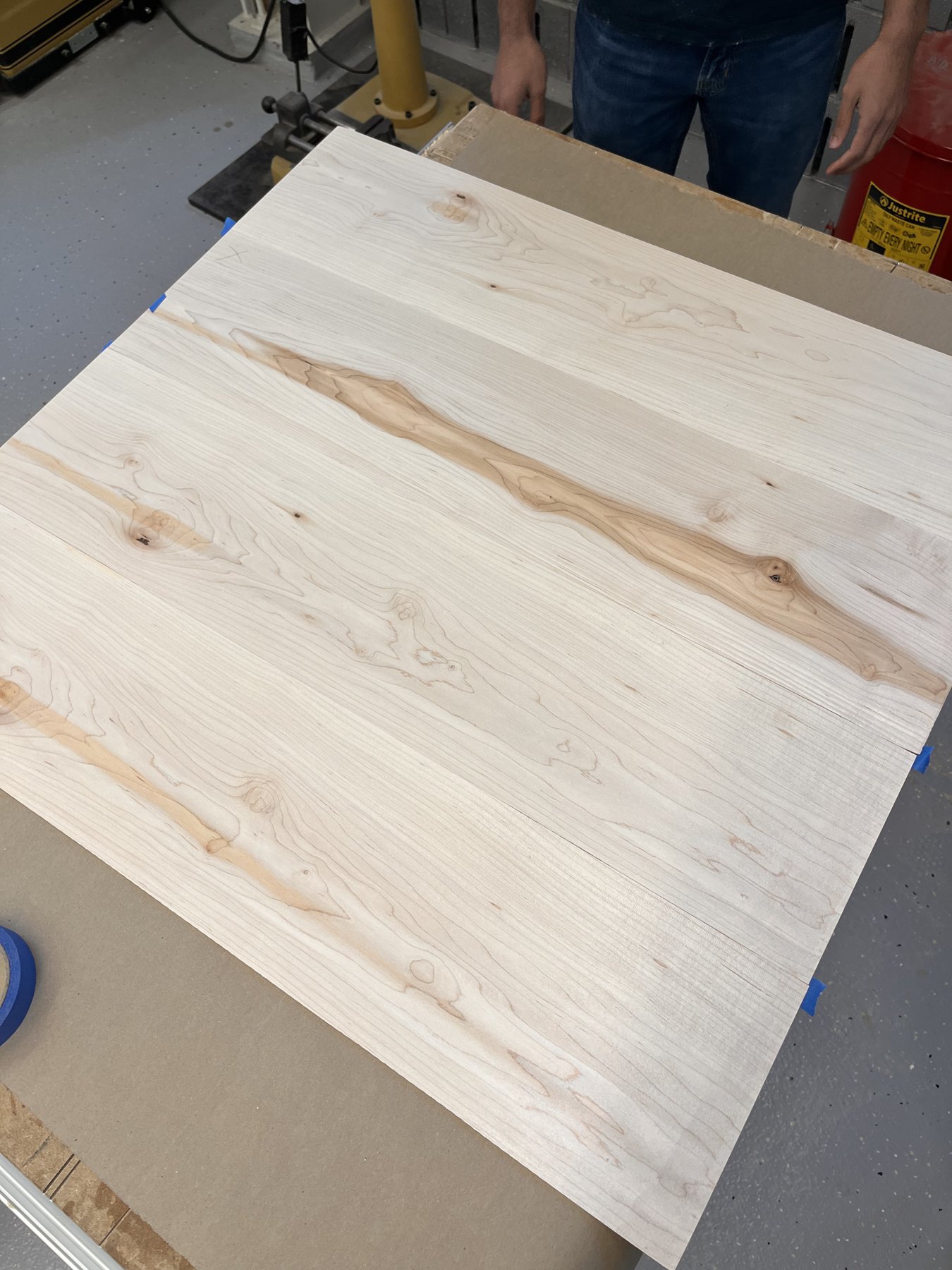 Maple layers prepared for the deck layup