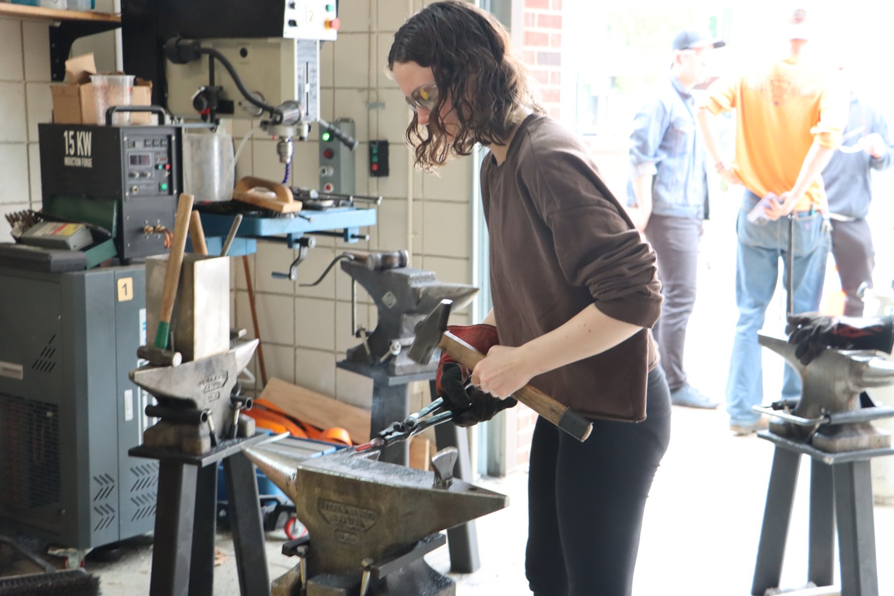 Practicing forging at the anvil