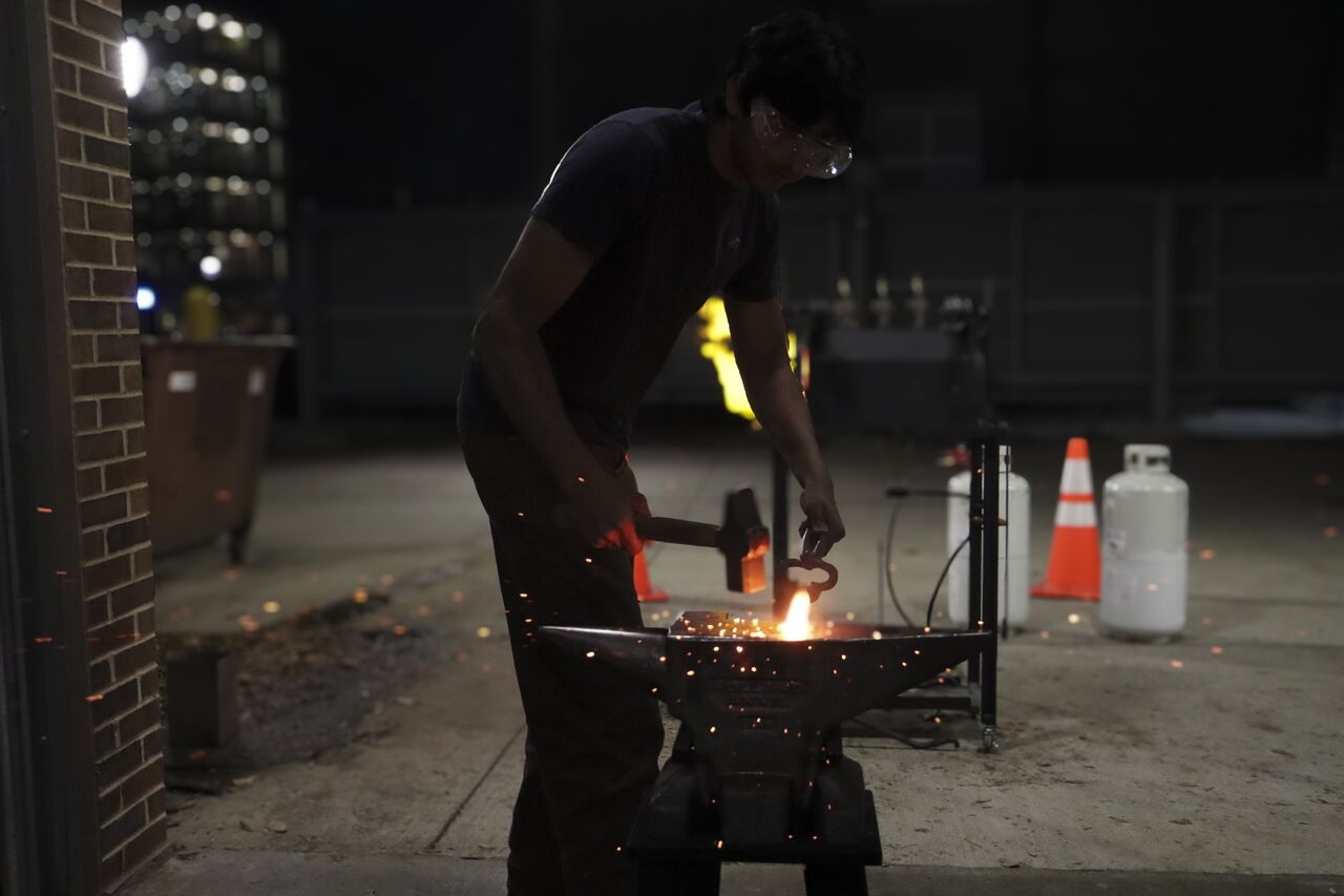 Blacksmithing at the anvil